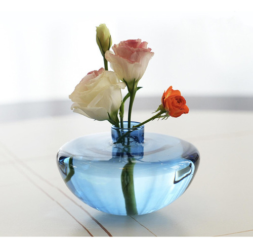 * Jarrón De Flores De Vidrio, Adorno De Escritorio For Azul