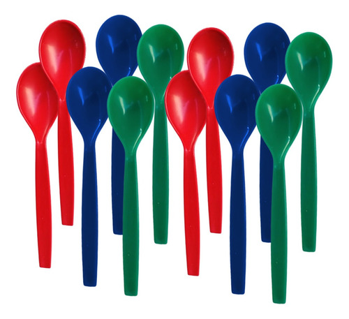 Kit 100 Colher Plástica Resistente Lanche Escolar Merenda