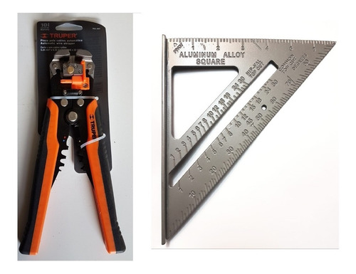 Imagen 1 de 7 de Alicate Pelacables Automático Truper + Escuadra Rapida