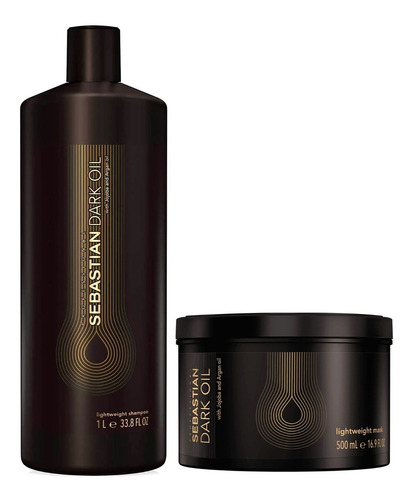 Shampoo + Mascara Dark Oil Brillo Suavidad 1000ml Sebastian