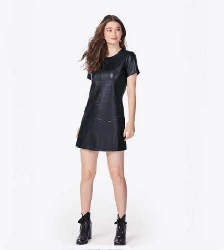 Vestido Em Couro Sintético Preto - Malwee Enfim