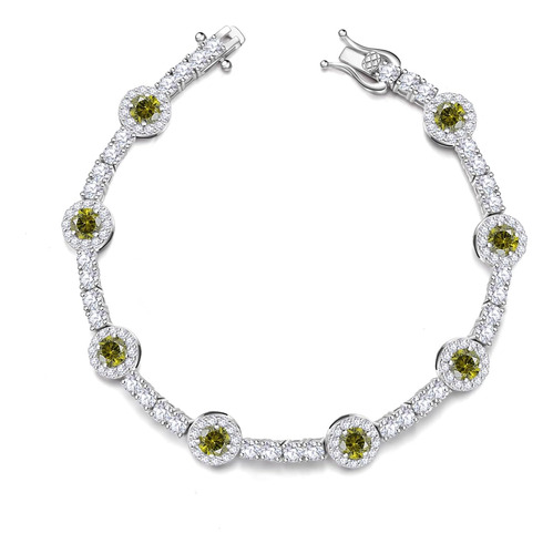 Fancime Pulsera De Peridoto Plata De Ley Piedra Natal De Ago