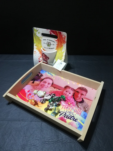 Bandeja Desayuno Sublimada Personalizada + Taza Cerámica