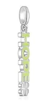 Dije Hope Crossword Plata Con Esmalte Verde Limon