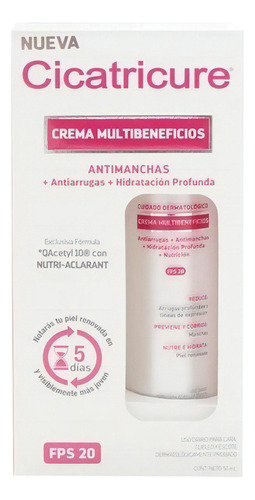 Crema Multibeneficios Antimanchas, Antiarrugas, Cicatricure