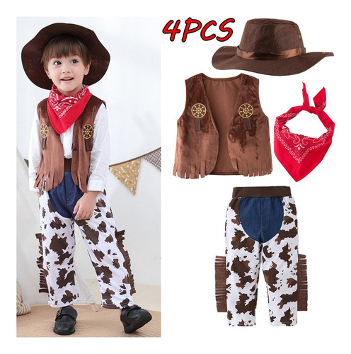 Disfraz De Vaquero Para Niños, Ropa Infantil Para Cosplay, 4