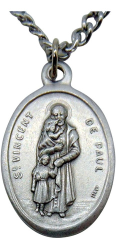 Medalla De San Vicente De Paul De Italia Con Cadena De Acero