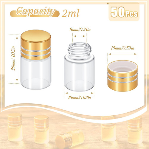 50 Frascos De Vidrio Pequeños, Mini Botellas Transparentes P