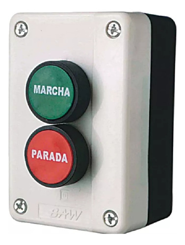 Pulsadores Rasantes Marcha Na + Parada Nc Caja Plástica Baw B5CM-B211 Color Verde-Rojo