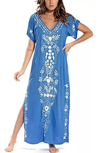 Vestidos Kaftan Bordados Para Mujer Vestido Tipo Pareo