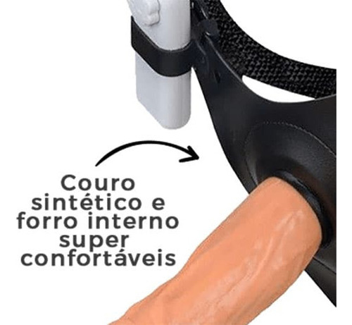 Cinta Peniana Média 16cm X 3,4cm Com Pênis E Vibro Bege