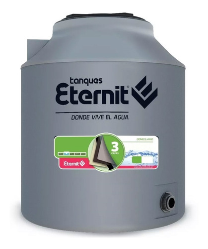 Tanque De Agua Eternit Tricapa Gris 750 Litros Domiciliario