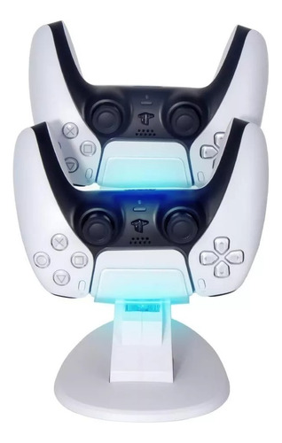 Suporte Base Dock Carregador 2 Controles Com Led Ps5