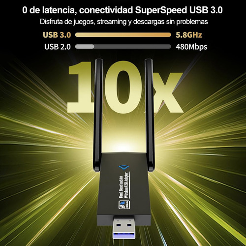 Adaptador Wifi Usb 1300mbps 5dbi Wifi Receptor