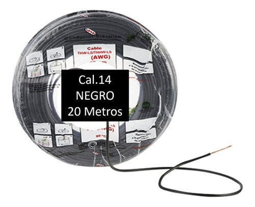Bolsa 20 Mts Cable Iusa Negro Thw Cal 14 Awg 100%cobre