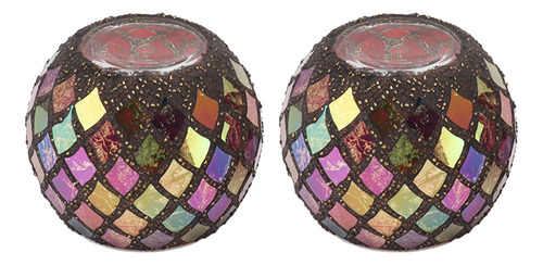 Vela De Cristal Con Forma De Mosaico De Colores Hecha A Mano
