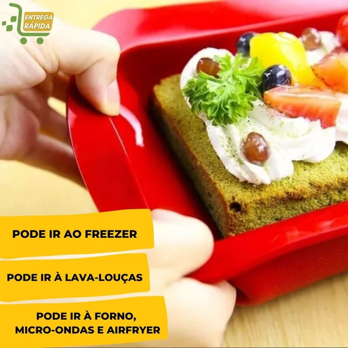 3 Formas Silicone Clink Pão Bolo Inglês 26,5x13 Cm Vermelho Ou Cinza