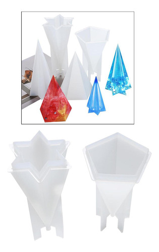Molde De Silicona Tipo Cónico, Moldes Piramidal Hexágono