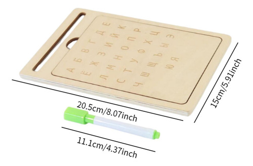 Tablero De Práctica De Letras De Madera Ruso Con Bolígrafo
