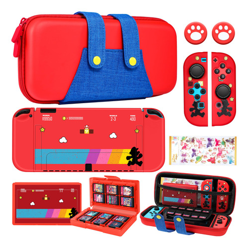 Pack 8 En 1 Funda Protectora Switch Oled Anime Con Accesorio