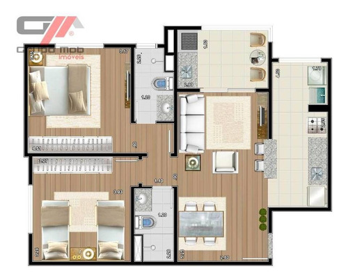 Imagem 4 de 14 de Apartamento Com 2 Dormitórios À Venda, 64 M² Por R$ 250.000 - Vila São José - Taubaté/sp - Ap0143