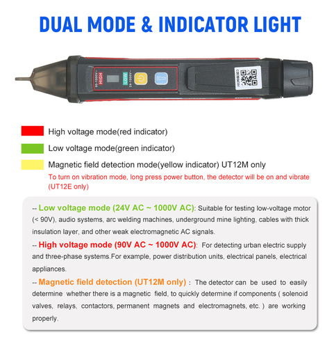 Detector De Voltaje Uni-t Ut12e Tester Pen Led