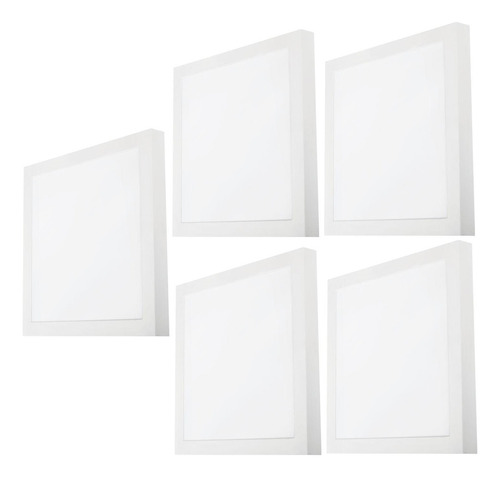 Kit 5 Painel Led Sobrepor 24w 6500k Branco Frio Quadrado