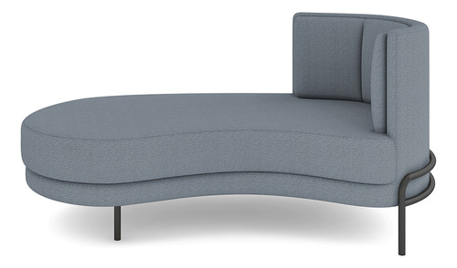 Sofá Chaise Longue Sala de Estar Living Lucca Esquerdo D02 Bouclê Grafite B-64