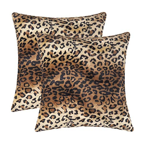 Fundas De Almohada Decorativas De Piel De Leopardo Suav...