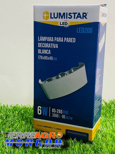 Lampara Pared Decorativa Blanca (170x80x40mm) 6w Lumistar