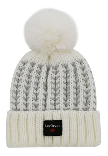 Gorro Lana Tejido Mujer Las Oreiro Pompon Invierno Bi Color