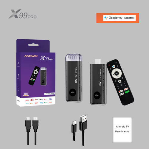 Streaming Tv Stick X99 Pro 4k Android Voz Google Assistant Negro De Voz