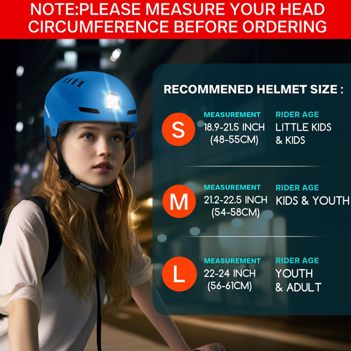 Casco Ciclismo Luz Led Delantera/trasera Talle S 48-55cm A