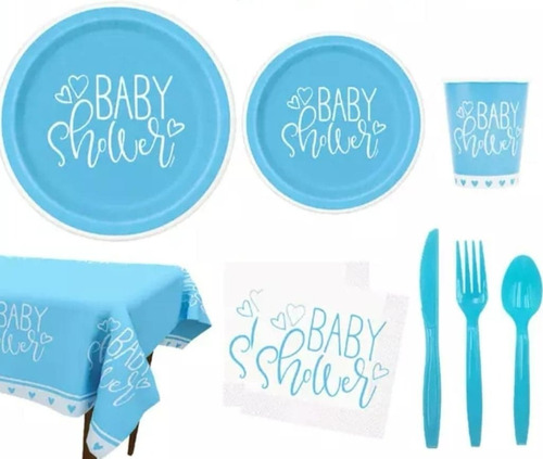 Set Vajilla Desechable Para Fiesta Baby Shower 16 Personas