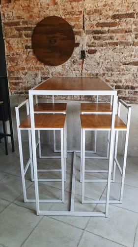 Imagen 4 de 10 de Mesa Desayunador Barra 120x60 + 4 Taburetes Laqueados Epoxi