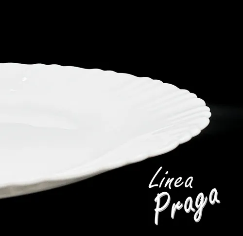 Pack 12 Platos Playo Postre Praga Vidrio Opalina Resistentes