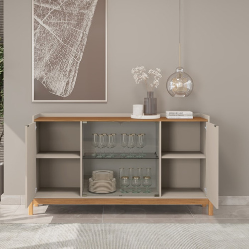 Balcao Buffet 50528 Porta De Vidro 168cm Off White Cedro Dca