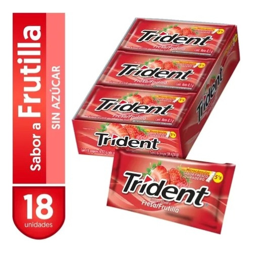 Caja Trident Fresa - Menta - Yerba Buena 18 Uni