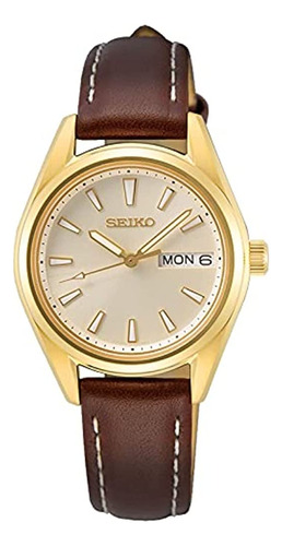 Seiko Reloj De Cuarzo Analógico Para Mujer Con Correa De Cue