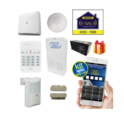 Kit Alarma X28 Casa Domiciliaria Llamador Gsm Comando Via App Celular