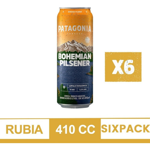 Cerveza Patagonia Bohemian 410 Ml. Pack X6