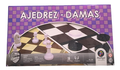 Ajedrez Y Damas Plastigal 2 En 1 Juego Mesa Clasico