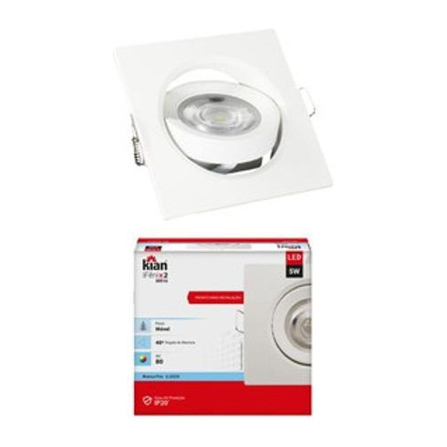 Spot Led 5w Embutir Quadrado Bivolt Branco Frio Kian 6000k