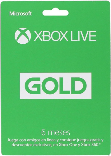 Tarjeta Xbox Live Gold 6 Meses