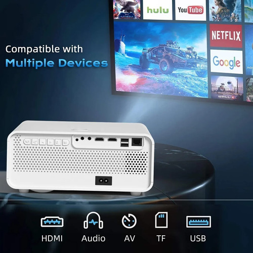 Projetor Pima Es 6000 Lumens Wifi Android Bluetooth Espelha Branco 100v/240v