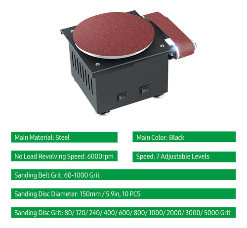 Kit De Lijadora De Discos Bench Mini Disc Y Con Rodillo Lija