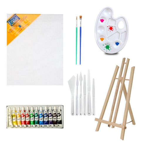 Kit De Pintura Arte Set Para Pintar Bastidor Oleos