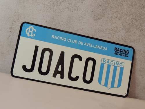 Chapa Patente Personalizada Tamaño 6x12 Racing Club 