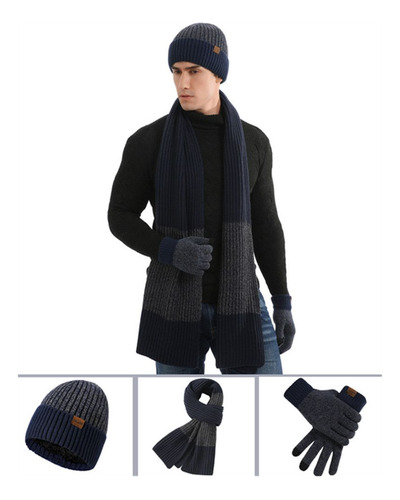 Conjunto De Gorro, Bufanda Y Guantes, Gorro De Lana Grueso P