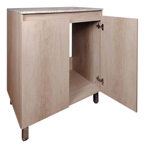 Cocina Integral Premium Decomobil Para Tarja Minimalista Color Encino Polar - Mármol Blanco